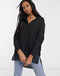 Полупрозрачная мягкая рубашка с длинными рукавами ASOS DESIGN-Черный