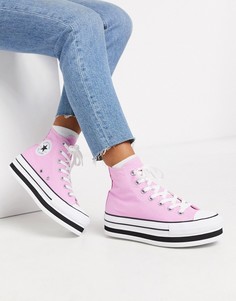 Розовые высокие кеды на платформе Converse Chuck Taylor-Розовый