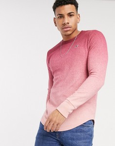 Красный лонгслив из вафельного трикотажа с эффектом омбре Holister Hollister