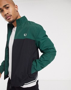 Зеленая спортивная куртка с черными вставками колор блок Fred Perry-Зеленый
