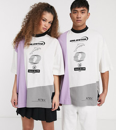 Oversized-футболка в стиле колор блок с принтом COLLUSION Unisex-Мульти