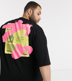Плотная футболка oversized с принтом граффити на спине ASOS DESIGN Plus-Черный