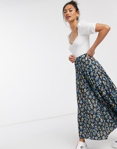 Плиссированная юбка миди с цветочным принтом ASOS DESIGN-Мульти