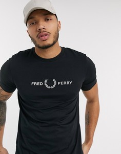 Черная футболка с вышивкой Fred Perry-Черный