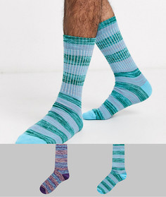 2 пары толстых носков фиолетового и синего цвета ASOS DESIGN-Мульти