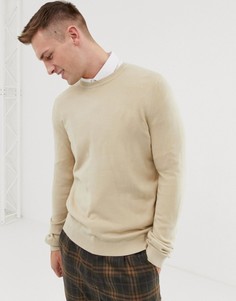 Светло-бежевый джемпер с круглым вырезом ASOS DESIGN