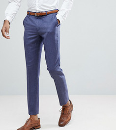 Темно-синие узкие брюки из 100% мериносовой шерсти ASOS TALL WEDDING-Синий