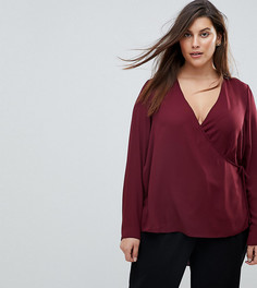 Топ с запахом и асимметричным краем ASOS DESIGN CURVE-Красный