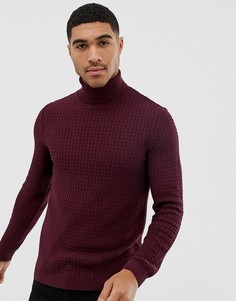 Облегающий бордовый джемпер с высоким воротом ASOS DESIGN-Красный