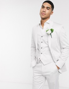 Светло-серый приталенный пиджак ASOS DESIGN wedding