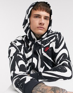 Черный худи с принтом логотипа Nike Club Essentials