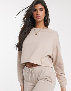 Свободный светло-бежевый свитшот с контрастной строчкой ASOS DESIGN