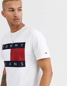 Белая футболка с большим логотипом-флагом Tommy Jeans-Белый