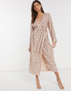 Платье миди с запахом и крупными пайетками ASOS EDITION-Розовый