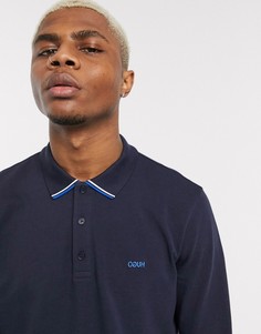 Темно-синее поло с длинными рукавами HUGO Donol202-Темно-синий