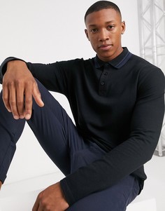 Черное поло с длинными рукавами и контрастным воротником Jack & Jones Premium-Черный