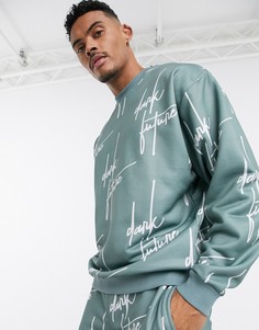 Oversized-свитшот от комплекта с принтом логотипа ASOS DESIGN-Синий