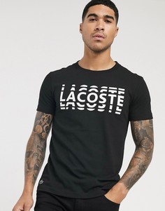 Черная футболка с логотипом Lacoste-Черный