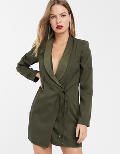 Платье-смокинг мини с веревочной отделкой ASOS DESIGN-Зеленый