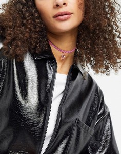Чокер с розовыми бусинами и подвеской-сердцем ASOS DESIGN-Розовый