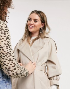 Светло-бежевый двубортный тренч Topshop