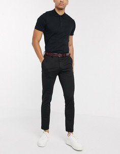 Черные трикотажные брюки строгого кроя Selected Homme-Черный