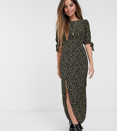 Черное платье макси с желтым цветочным принтом Miss Selfridge Petite-Мульти