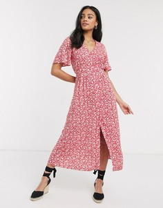 Красное платье миди с цветочным принтом Miss Selfridge-Красный