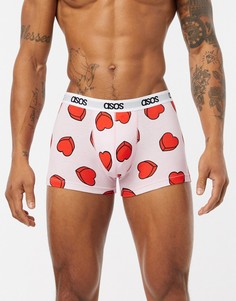 Розовые боксеры-брифы с принтом сердца ASOS DESIGN valentines-Розовый