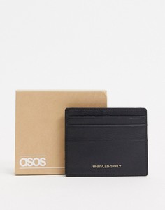 Черная кожаная кредитница с тиснением ASOS DESIGN-Черный