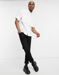 Белая oversized-рубашка из поплина с накладными карманами ASOS DESIGN-Белый