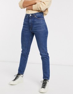 Синие джинсы в винтажном стиле из органического хлопка с завышенной талией Monki-Синий