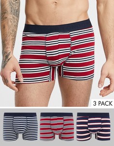 Набор из 3 боксеров-брифов с полосками Burton Menswear-Красный