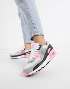 Белые кроссовки с розовыми вставками Nike Air Max 90-Розовый