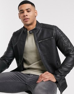 Черная куртка из искусственной кожи Jack & Jones Essentials-Черный