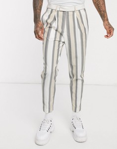 Строгие суженные книзу брюки в полоску ASOS DESIGN-Белый