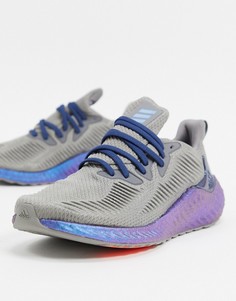 Серые кроссовки с переливающейся подошвой adidas Running alphaboost-Серый