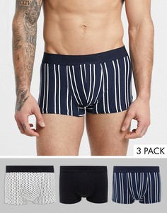 Набор из 3 черных боксеров-брифов в горошек Burton Menswear-Черный