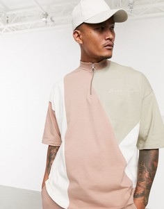 Трикотажная oversized-футболка колор блок с молнией от комплекта ASOS DESIGN-Мульти