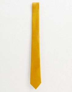 Узкий атласный галстук горчичного цвета ASOS DESIGN-Желтый