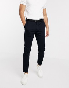 Темно-синие трикотажные строгие брюки Selected Homme-Темно-синий