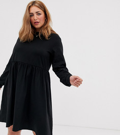Свободное платье с длинными рукавами ASOS DESIGN Curve-Черный