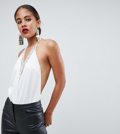 Боди с кружевной отделкой ASOS DESIGN Tall-Белый