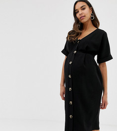 Платье миди на пуговицах ASOS DESIGN Maternity-Черный