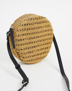 Соломенная круглая сумка через плечо Vero Moda-Коричневый