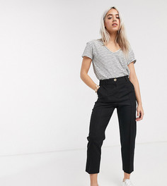 Брюки-сигареты из льняной смеси ASOS DESIGN Petite-Черный