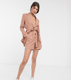 Льняные шорты ASOS DESIGN tall-Коричневый