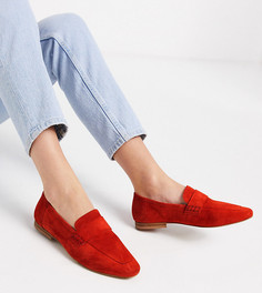 Замшевые лоферы томатно-красного цвета для широкой стопы ASOS DESIGN-Красный