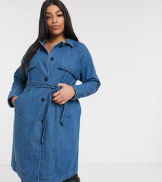 Синий джинсовый тренч с поясом Vero Moda Curve