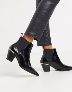 Блестящие черные кожаные ботинки в ковбойском стиле Ted Baker-Черный